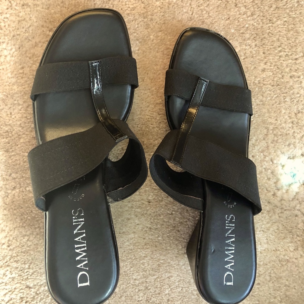 Damians Black slip on sandals